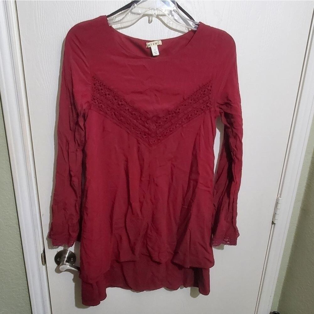 Crocheted lace cranberry ruffled jasmine dress‎